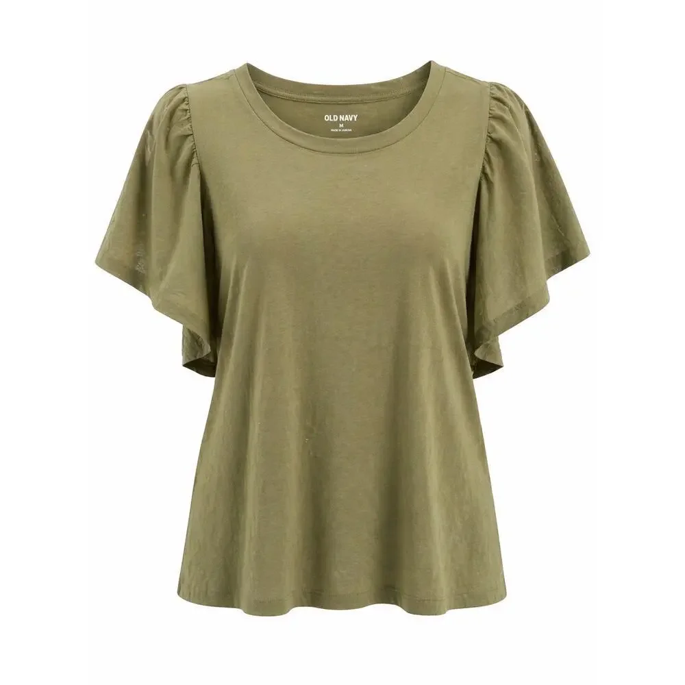 Old Navy Women’s 3X Olive Green Flutter Sleeve Top Casual Tee Shirt NWT